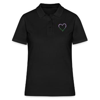 Herz aus Lavendel Pflanze Garten Duft - Frauen Polo Shirt - Schwarz - Vorne - Ailine (174cm)