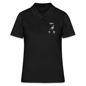 Pijon Calling Lustiger Taubenbildschirm zufael - Frauen Polo Shirt - Schwarz - Vorne - Ailine (174cm)