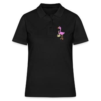 Flamingo Musiker Saxophon Musik - Frauen Polo Shirt - Schwarz - Vorne - Ailine (174cm)