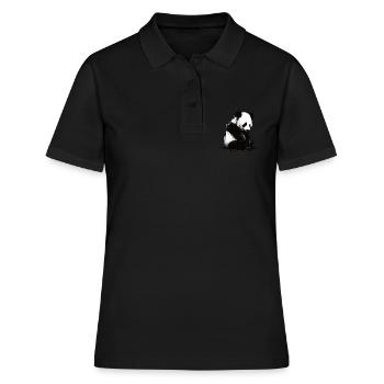 Panda Bear Stencil - Women's Polo Shirt - black - Front - Ailine (174cm)