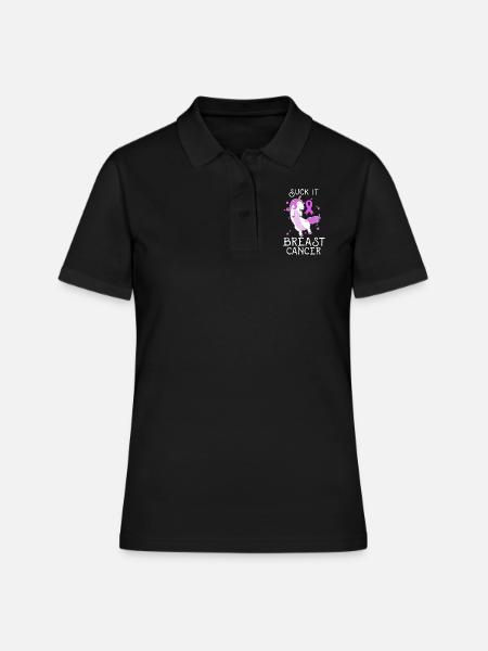 Idée cadeau licorne cancer du sein - Polo Femme - noir