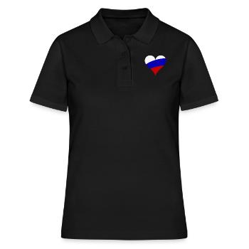 RUSSLAND RUSSIA VATERLAND HERZ GESCHENK T-SHIRT - Frauen Polo Shirt - Schwarz - Vorne - Ailine (174cm)
