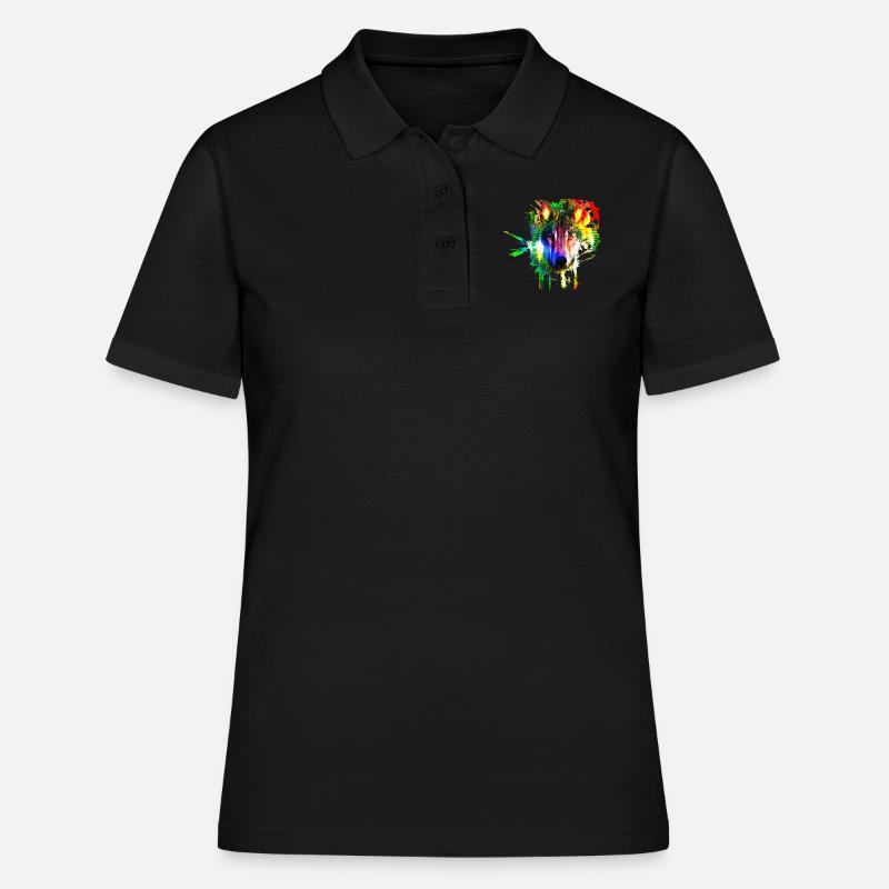 Wolf Splash Moderne - Polo Femme - noir