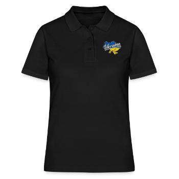 Drapeau de l'Ukraine Nation d'origine de la nationalité de Kiev - Polo Femme - noir - Devant - Ailine (174cm)