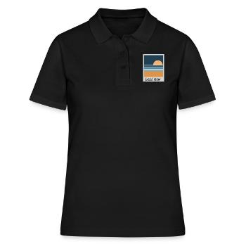 Retro Soforbildkamera Strand Sonnenuntergang - Frauen Polo Shirt - Schwarz - Vorne - Ailine (174cm)