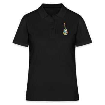 Guitare coloré hippie musique école de musique - Polo Femme - noir - Devant - Ailine (174cm)