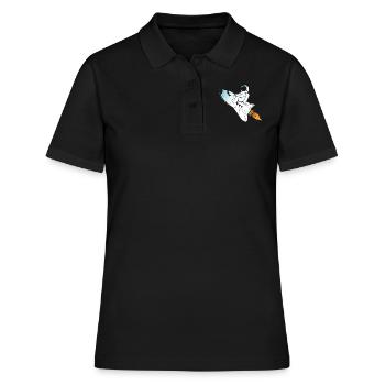 Rakete Astronaut zum Mond - Frauen Polo Shirt - Schwarz - Vorne - Ailine (174cm)