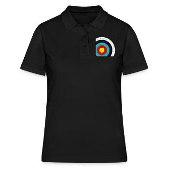 Zielscheibe Bogenschießen Ausschnitt - Frauen Polo Shirt - Schwarz - Vorne - Ailine (174cm)