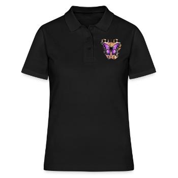Schmetterling - Frauen Polo Shirt - Schwarz - Vorne - Ailine (174cm)
