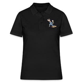 Fantaisie moine combattant kick kick - Polo Femme - noir - Devant - Ailine (174cm)