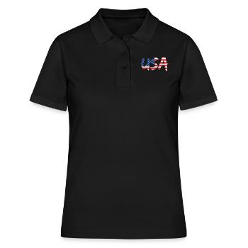 Nettes HemdThema der amerikanischen Flagge, das " - Frauen Polo Shirt - Schwarz - Vorne - Ailine (174cm)
