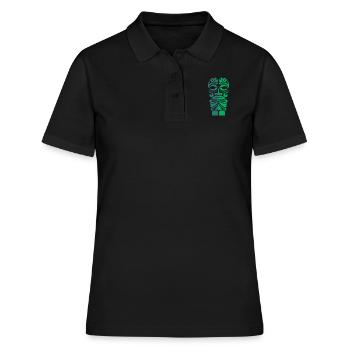 Cadeau de tatouage tribal polynésien Tiki de Marquesa - Polo Femme - noir - Devant - Ailine (174cm)
