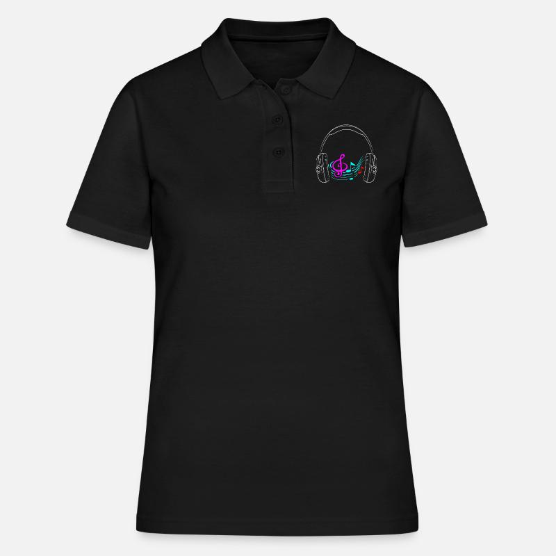 Headphone music notes - Women's Polo Shirt - black