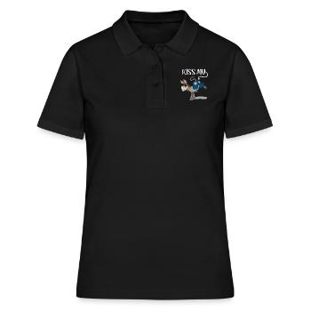 Kiss my Ass Esel Küss meinen Hintern - Frauen Polo Shirt - Schwarz - Vorne - Ailine (174cm)