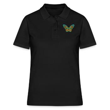 Schmetterling Butterfly Mandala Tatoo Tribal - Frauen Polo Shirt - Schwarz - Vorne - Ailine (174cm)