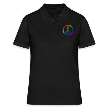 Peace Zeichen in Regenbogen Homo Farben Frieden - Frauen Polo Shirt - Schwarz - Vorne - Ailine (174cm)