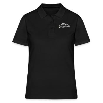 Allgäuerin mit Bergen und Edelweiss Design - Frauen Polo Shirt - Schwarz - Vorne - Ailine (174cm)