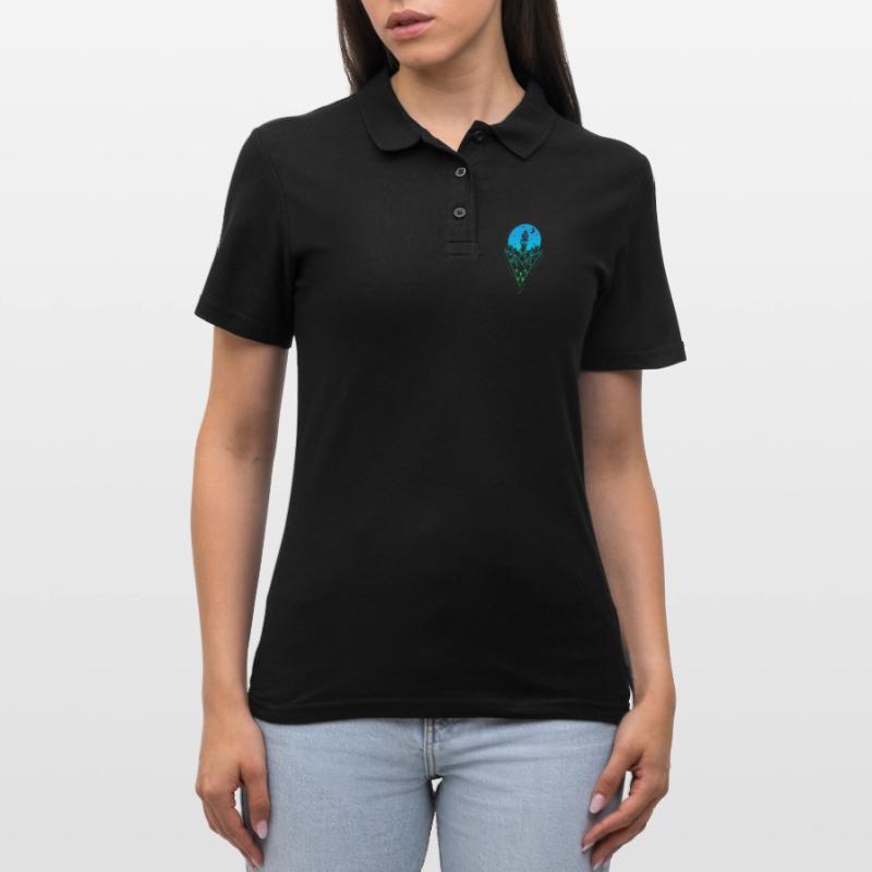 Simple Minimal Rocket Rocket Launch Moon Space Women's Polo Shirt