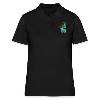 Feelin Saxy Saxophon - Frauen Polo Shirt - Schwarz - Vorne - Ailine (174cm)