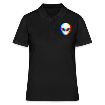 Alien Head Trippy Techno DJ Raver Glitch - Frauen Polo Shirt - Schwarz - Vorne - Ailine (174cm)