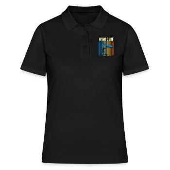 Wing Surf Gift Wing Foiler Retro Vintage - Women's Polo Shirt - black - Front - Ailine (174cm)