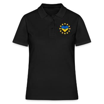 Le cœur de l’Ukraine avec les étoiles de l’UE - Polo Femme - noir - Devant - Ailine (174cm)
