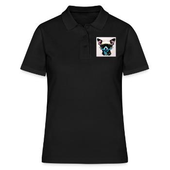 Chihuahua futuriste avec lunettes - Polo Femme - noir - Devant - Ailine (174cm)