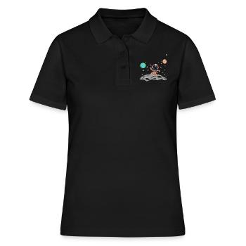 astronaute rouge blanc - Polo Femme - noir - Devant - Ailine (174cm)