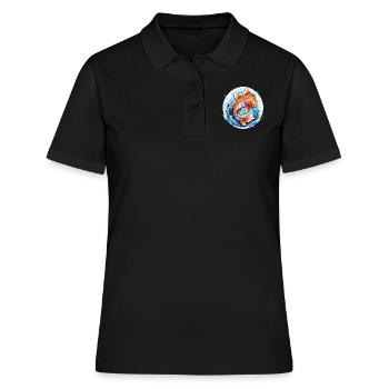 carpe koi - poisson japon - Polo Femme - noir - Devant - Ailine (174cm)