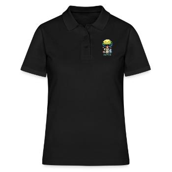 Chibi Niedlicher Baum mit Papierkorb Earth Day recyceln - Frauen Polo Shirt - Schwarz - Vorne - Ailine (174cm)