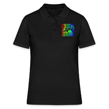 Gamer Jeu En Ligne Jeux Sur Ordinateur Arcade Neon - Polo Femme - noir - Devant - Ailine (174cm)