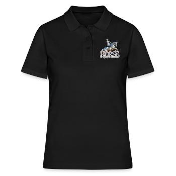 Springreiterin Chrom 2 - Frauen Polo Shirt - Schwarz - Vorne - Ailine (174cm)