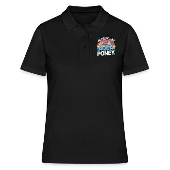 je peux pas j ai Aqua poney - Polo Femme - noir - Devant - Ailine (174cm)