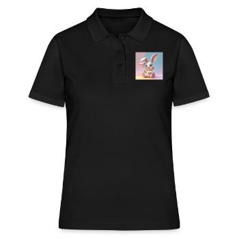 Zinzinuo – süßer Hase für alle - Frauen Polo Shirt - Schwarz - Vorne - Ailine (174cm)