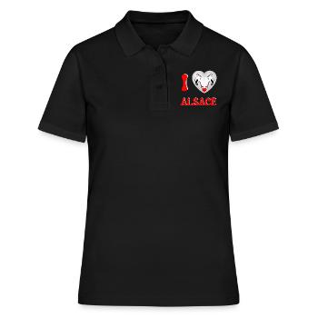 I love Alsace Alsace Cigognes J'aime l'alsace - Polo Femme - noir - Devant - Ailine (174cm)