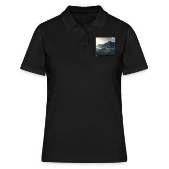 Wunderschöne Berglandschaft im Nebel - Frauen Polo Shirt - Schwarz - Vorne - Ailine (174cm)