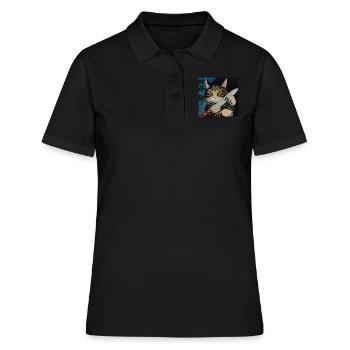 Catana - Japanese Ukiyo Paintings - Women's Polo Shirt - black - Front - Ailine (174cm)