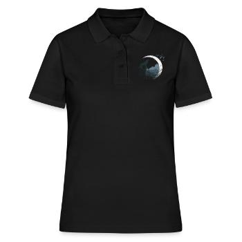 Le loup dans la pleine lune - Polo Femme - noir - Devant - Ailine (174cm)