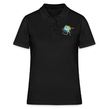 Licorne bleue, légendaire animal mythique - Polo Femme - noir - Devant - Ailine (174cm)
