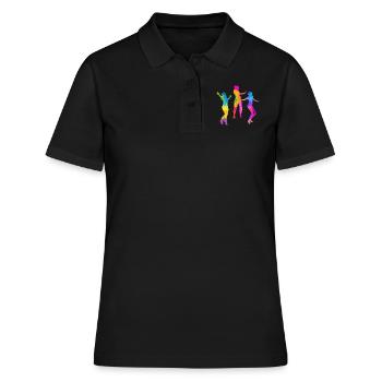 dancer,dance,illustration,colorful,graffiti - Women's Polo Shirt - black - Front - Ailine (174cm)