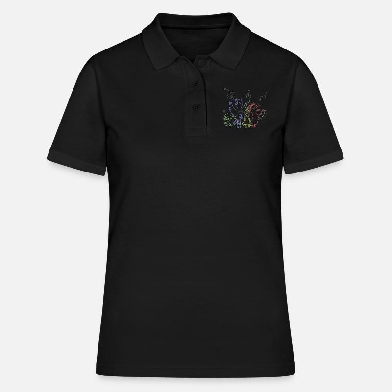 Vogel Chor singt - Frauen Polo Shirt - Schwarz