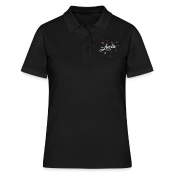 LUCIA - Girl Name with Colorful Butterflies - Women's Polo Shirt - black - Front - Ailine (174cm)