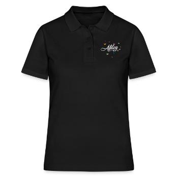 ASHLEY - Nom de fille avec des papillons colorés - Polo Femme - noir - Devant - Ailine (174cm)
