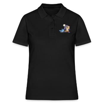 Teddy Bear Sailor Captain Ahoi Trip Boat - Women's Polo Shirt - black - Front - Ailine (174cm)