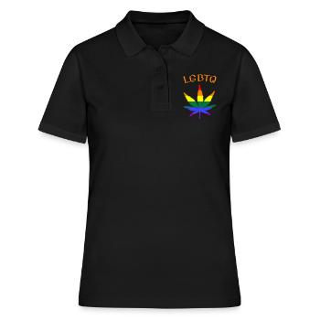 lgbtq, regenbogen, weed, ganja, pride month, csd - Frauen Polo Shirt - Schwarz - Vorne - Ailine (174cm)