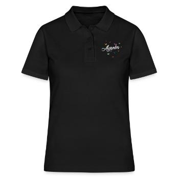 ALEXANDRA - Mädchen Name bunten Schmetterlingen - Frauen Polo Shirt - Schwarz - Vorne - Ailine (174cm)