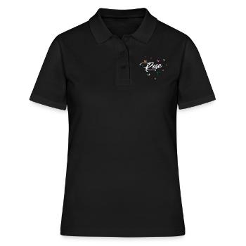 ROSE - Mädchen Name mit bunten Schmetterlingen - Frauen Polo Shirt - Schwarz - Vorne - Ailine (174cm)