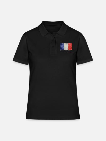 Drapeau France bleu blanc rouge Français fier - Polo Femme - noir