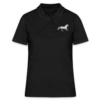 Pferd - Schimmel - Frauen Polo Shirt - Schwarz - Vorne - Ailine (174cm)