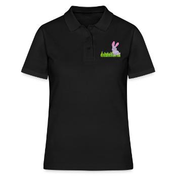 Rabbit on grass - Women's Polo Shirt - black - Front - Ailine (174cm)
